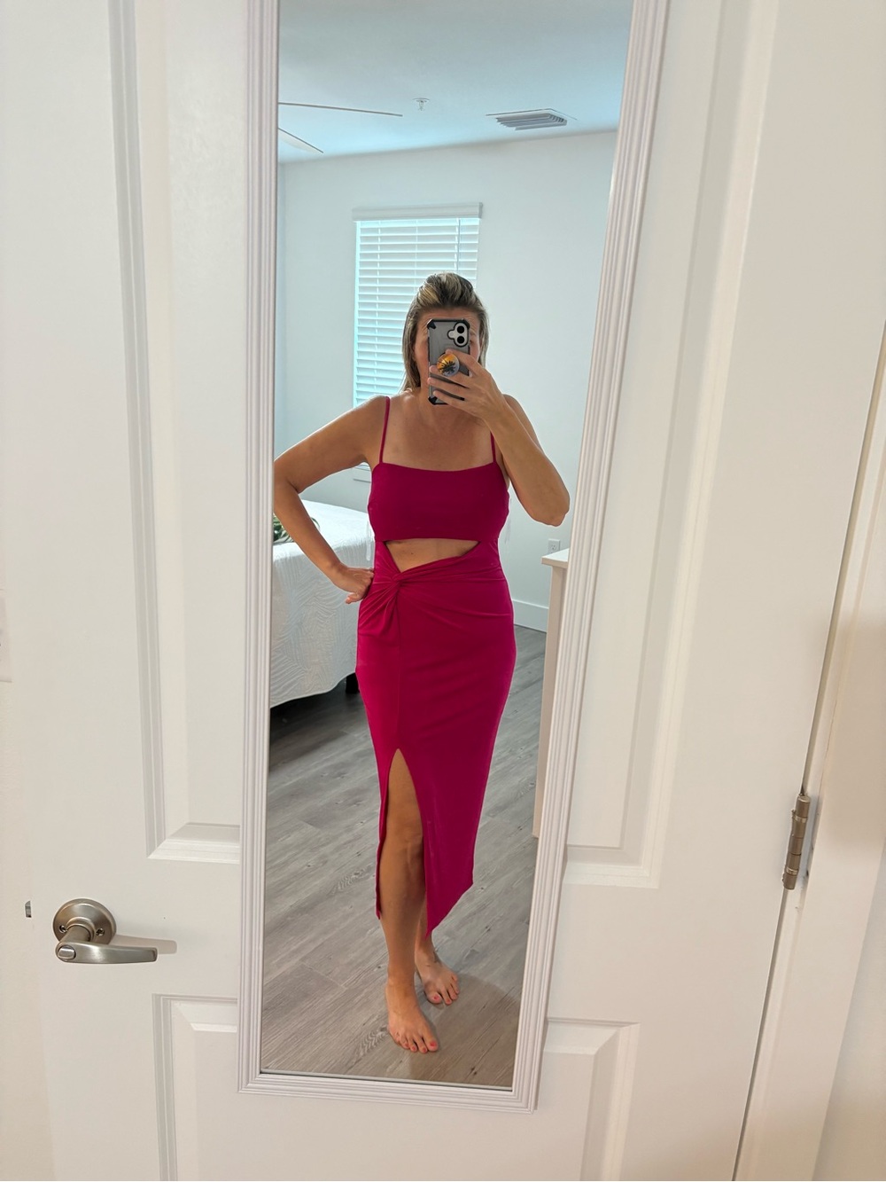 Elegant Pink Midi Dress